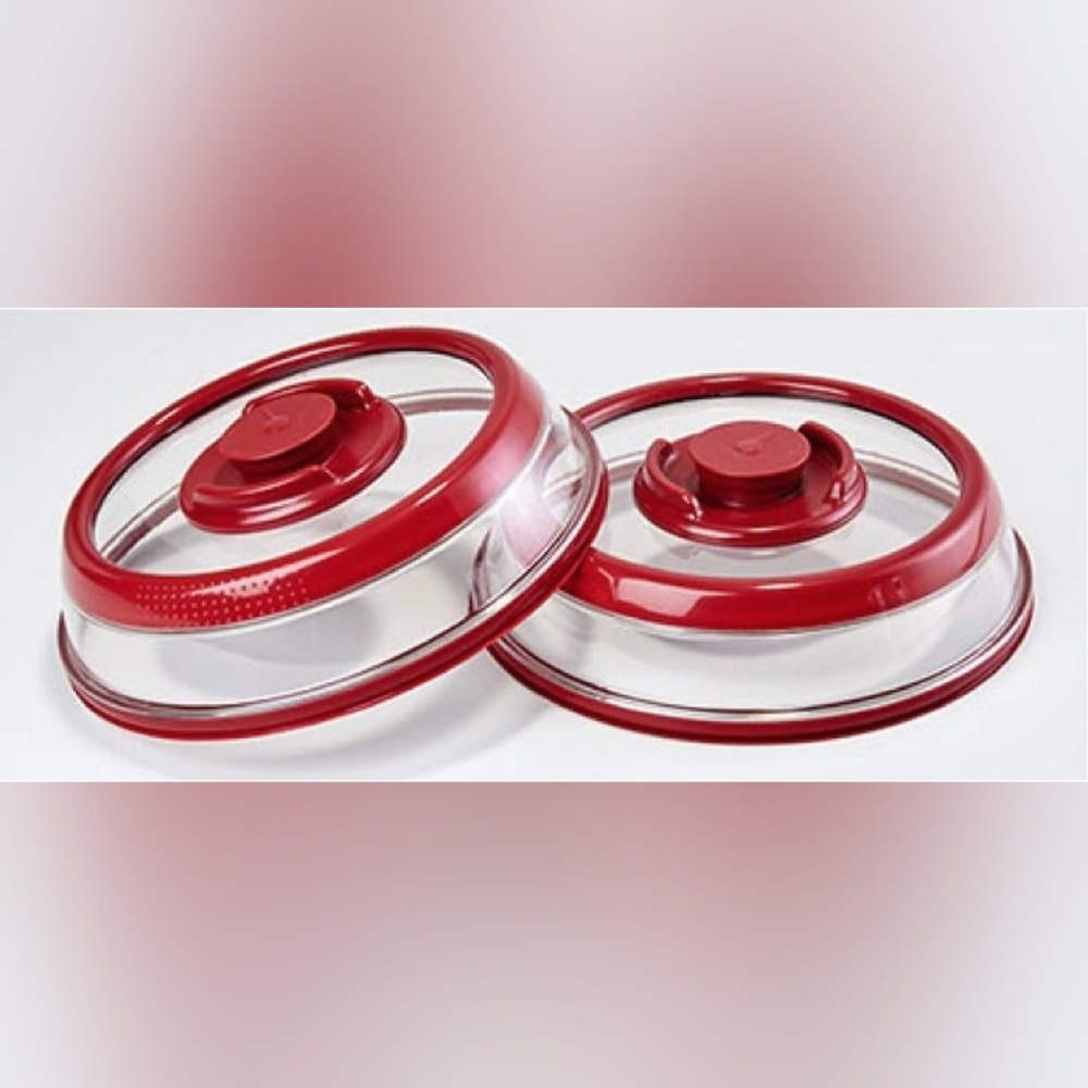 PressDome Set of 2 Universal Vacuum Seal Plate Covers Red